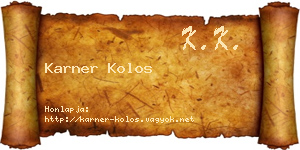 Karner Kolos névjegykártya